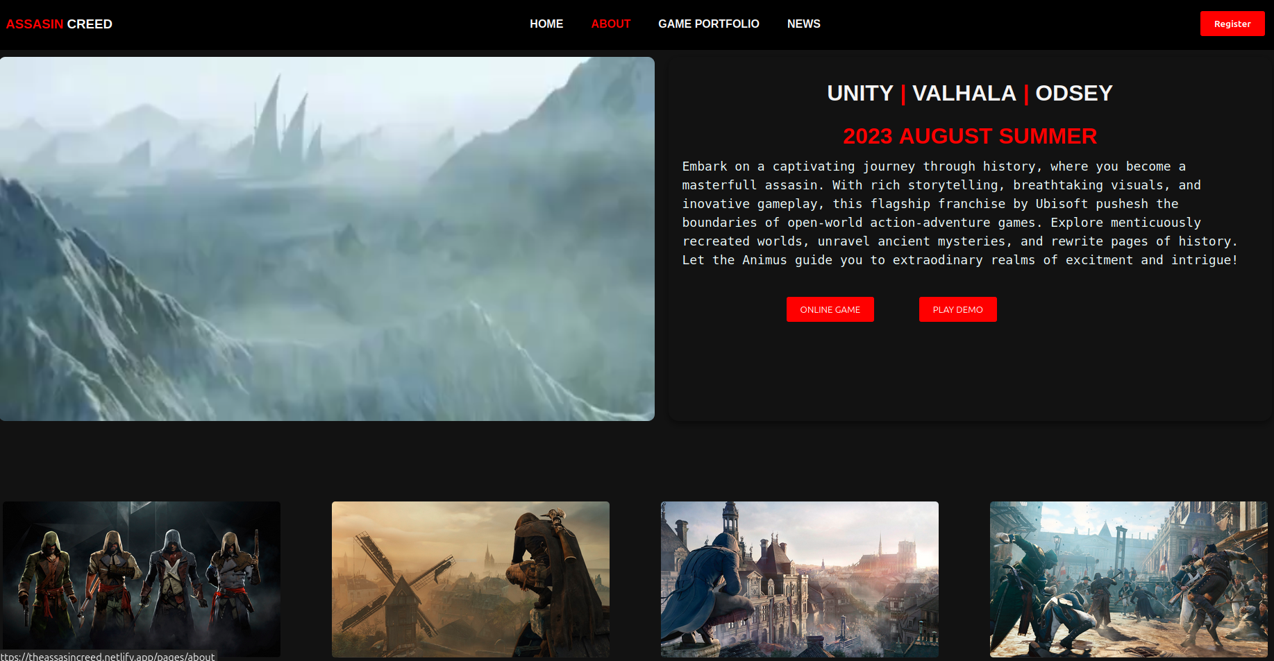 Assassin's Creed Gaming Website Screenshot