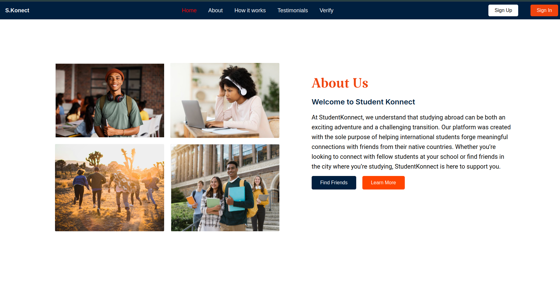Student Konnect Website Screenshot