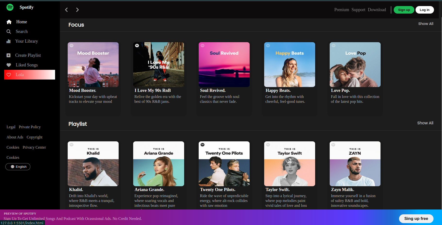 Spotify Clone Screenshot
